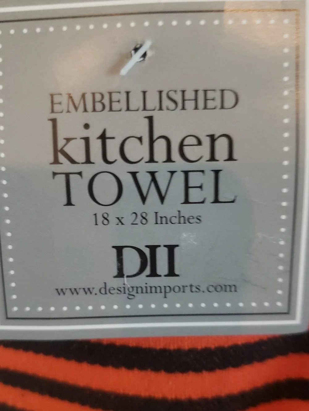 Design Imports Hocus Pocus Orange & Black Striped Kitchen Towels - Set of 2